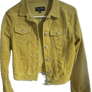 Love Tree Corduroy Cropped Jacket Mustard Yellow Button Front Women’s Size Small